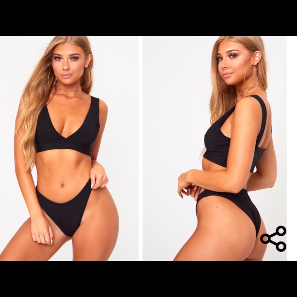 Black plunge bikini set